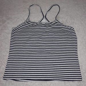 Black and White Striped Sleeveless Pull Over Top